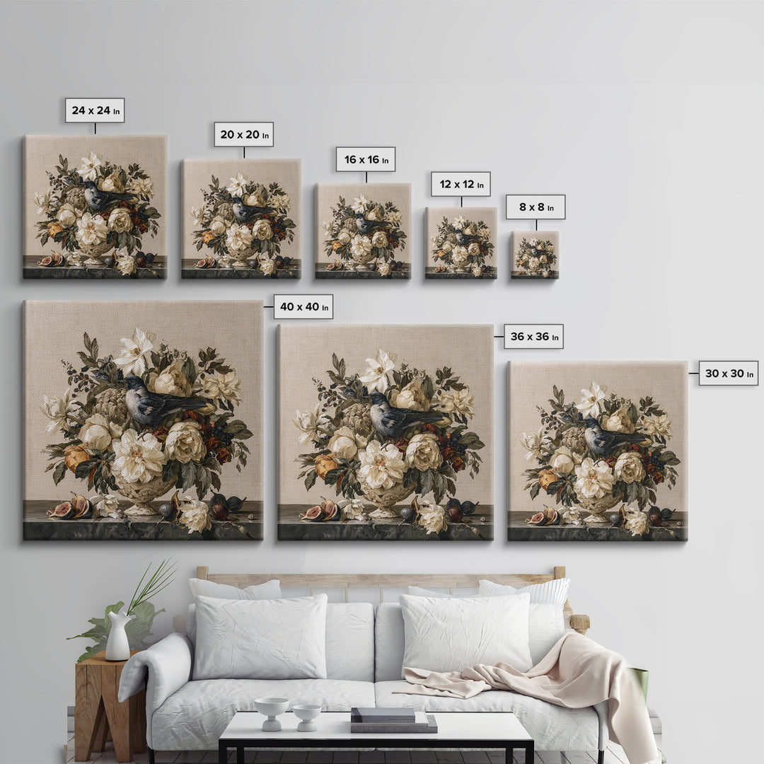 Classic Dutch Feast Arrangement Canvas Print, Dining Room Art, Digital Print, Dining Room Decor, Watercolor Art, Dining, DRA-1x1-19
