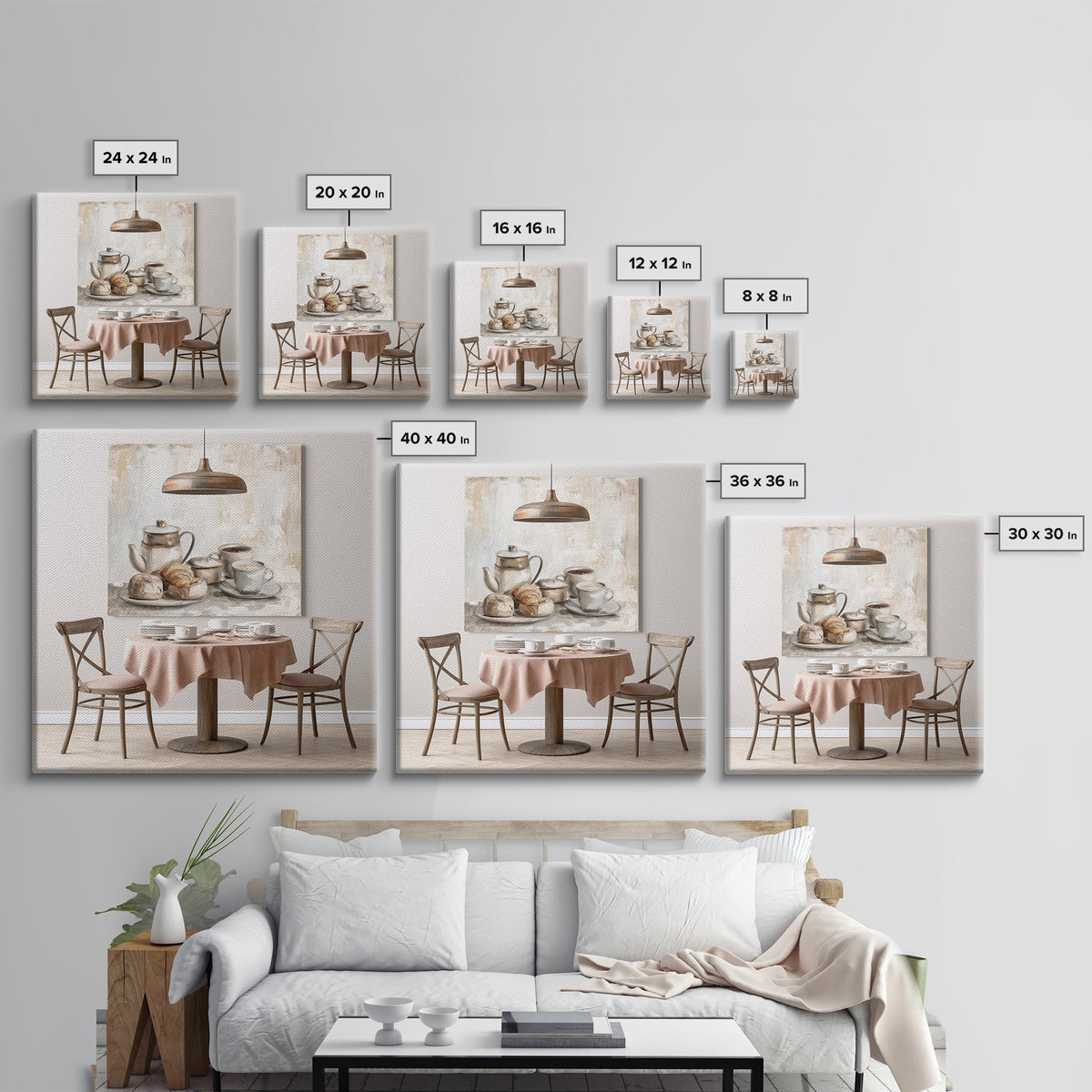 French Bistro Food Illustration Without Text Canvas Print, Dining Room Art, Set of 3 Prints, Dining Room Decor, Dining, DRA-1x1-34