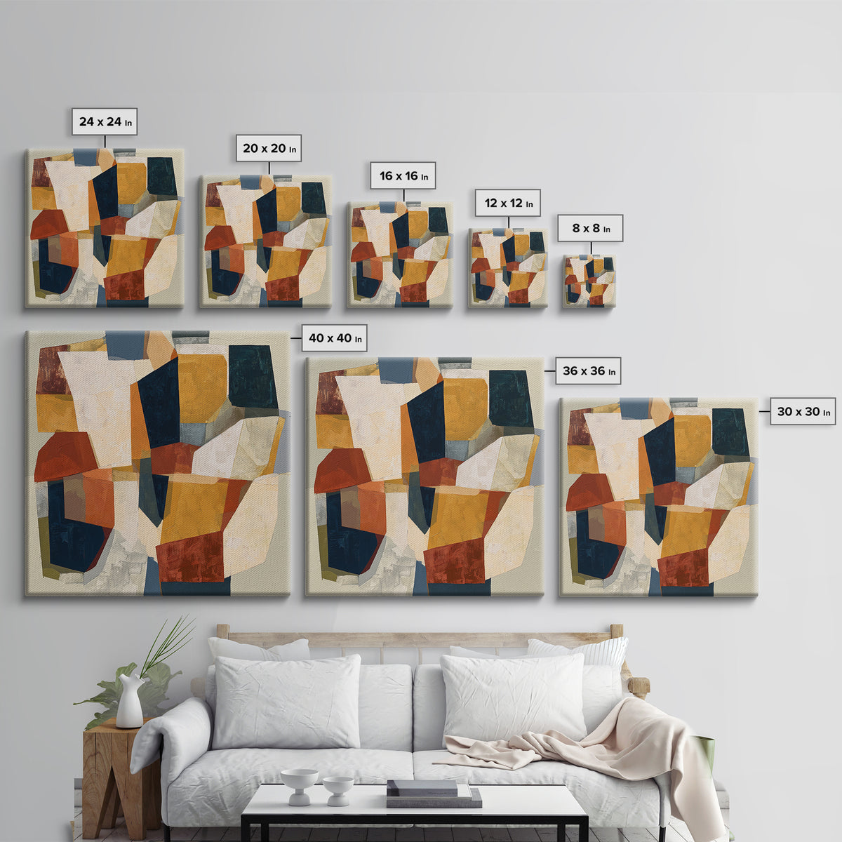 Abstract Composition in Appetite Friendly Warm Tones Canvas Print, Dining Room Art, Dining Room Decor, Abstract Art, Dining, DRA-1x1-4