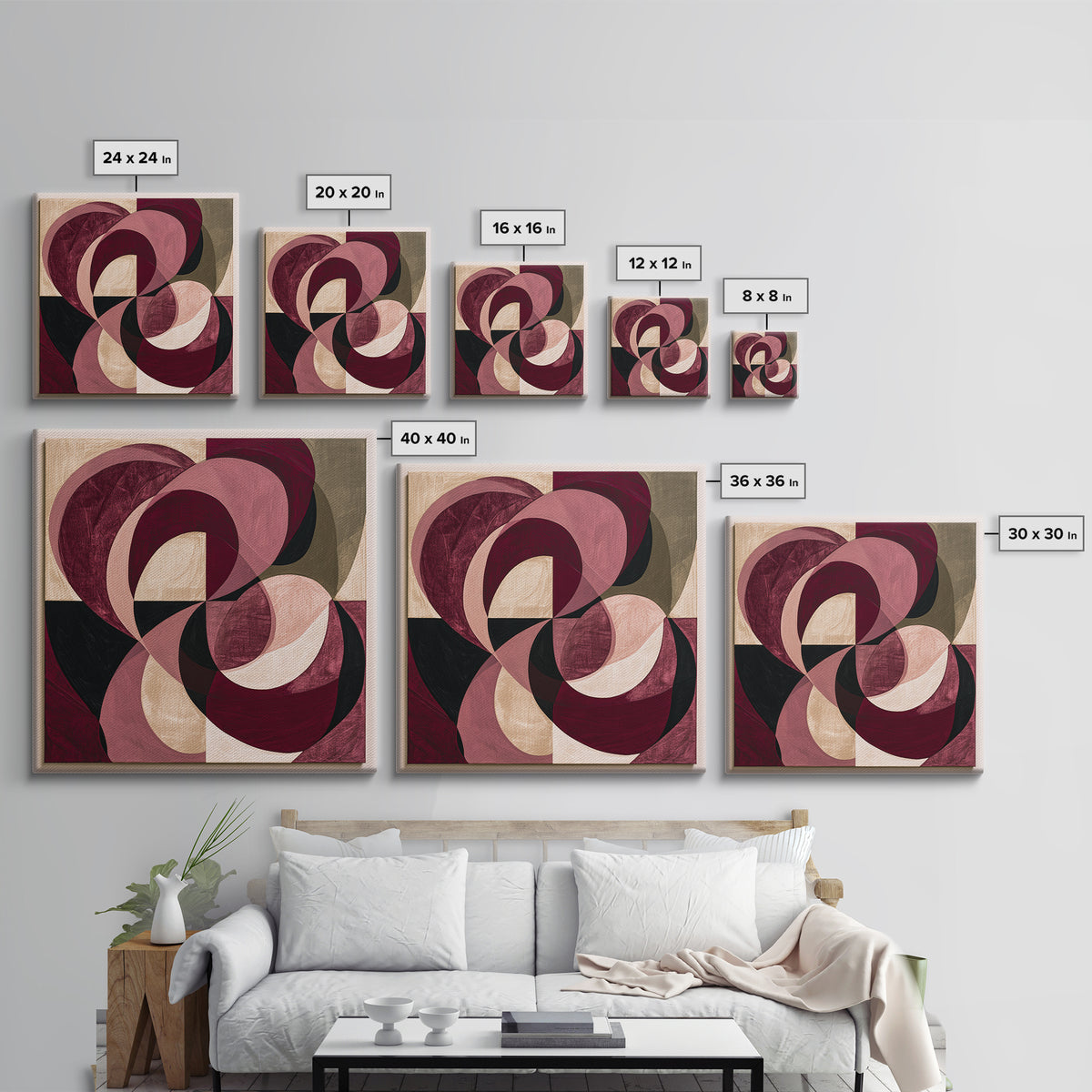 Abstract Red Wine Swirl Framed Canvas Print, Dining Room Art, Modern Wall Art, Dining Room Decor, Dining, Gallery Decor, DRA-1x1-42