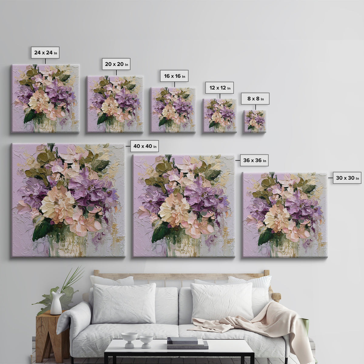 Large Expressive Flower Vase Framed Canvas Print, Dining Room Art, Home Decor, Dining Room Decor, Oil Painting, Dining, DRA-1x1-48