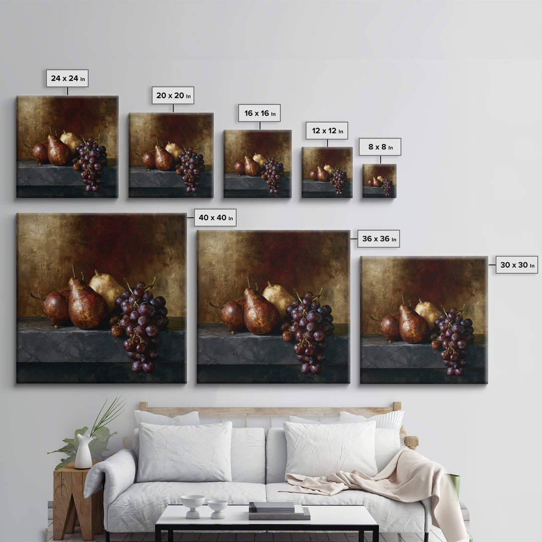 Classical Fruit Still Life Canvas Print, Dining Room Art, Kitchen Prints, Dining Room Decor, Fine Art, Dining, Art Print, DRA-1x1-49