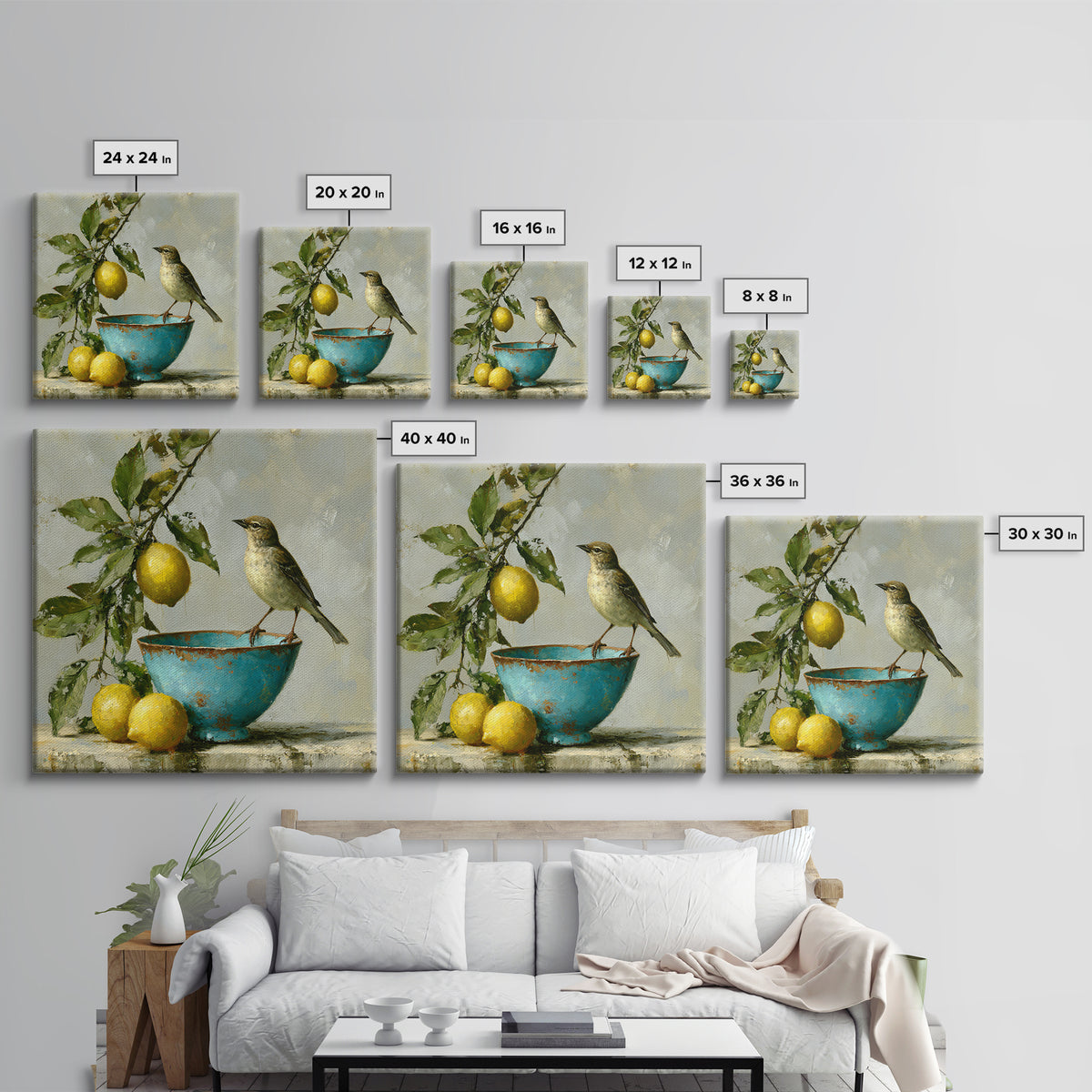 Italian Lemon Branch Framed Canvas Print, Dining Room Art, Trendy Wall Art, Dining Room Decor, Fine Art, Dining, DRA-1x1-53