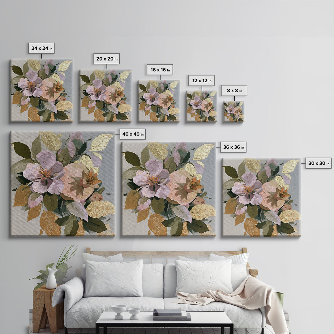 Pomegranate and Gold Leaf Botanical Study Framed Canvas Print, Dining Room Art, Canvas Art, Dining Room Decor, Oil Painting, DRA-1x1-8