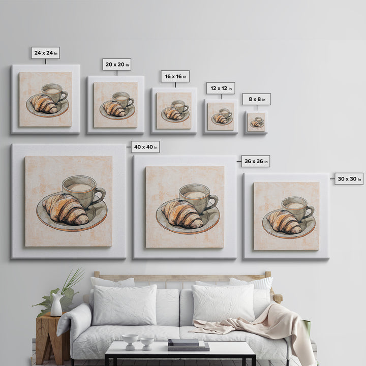 French Bistro Food Illustration Without Text Canvas Print, Dining Room Art, Trendy Wall Art, Dining Room Decor, Oil Painting, DRA-1x1-82