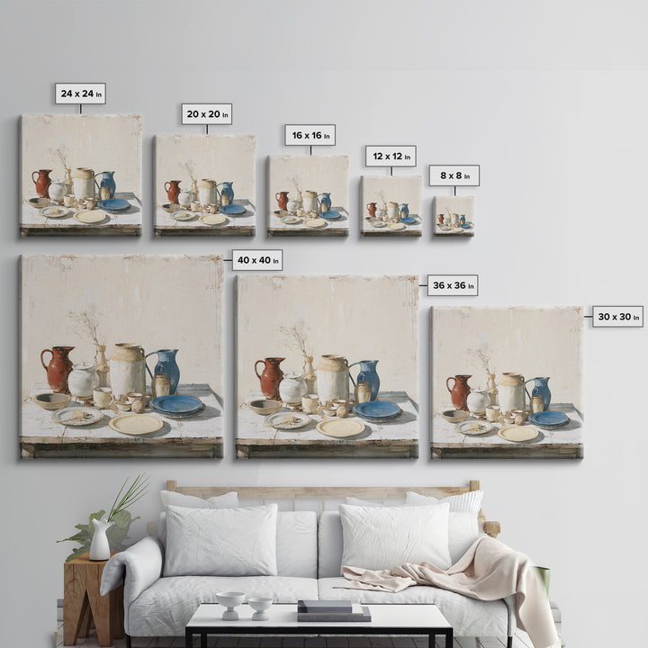 Sunlit Farmhouse Table Objects Without Room View Canvas Print, Dining Room Art, Gallery Decor, Dining Room Decor, Dining, DRA-1x1-89