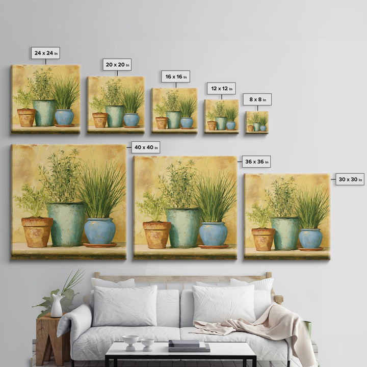 Modern Kitchen Herbs Canvas Print, Dining Room Art, Kitchen Wall Decor, Dining Room Decor, Fine Art, Dining, Statement Artwork, DRA-1x1-9