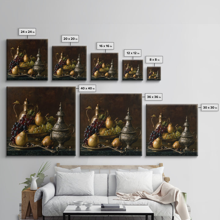 Classical Fruit Still Life Canvas Print, Dining Room Art, Luxury Decor, Dining Room Decor, Oil Painting, Dining, DRA-1x1-97