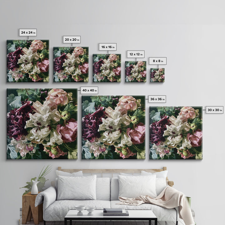 Large Floral Centerpiece Canvas Print, Dining Room Art, Wall Decor, Dining Room Decor, Fine Art, Dining, Contemporary Art, DRA-1x1-98