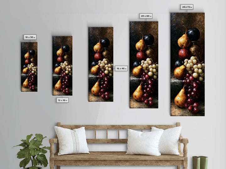 Classical Fruit Still Life Canvas Print, Dining Room Art, Trendy Wall Art, Dining Room Decor, Fine Art, Dining, DRA-1x3-13