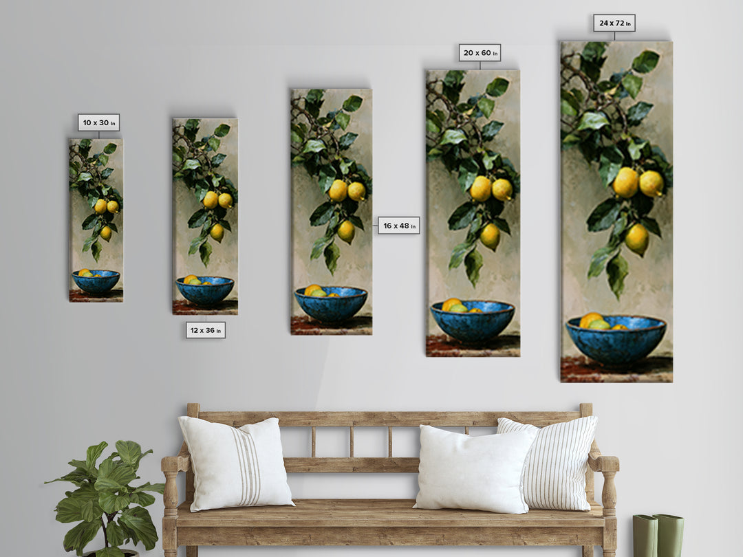 Italian Lemon Branch Canvas Print, Dining Room Art, Modern Decor, Dining Room Decor, Fine Art, Dining, Home Decor, Fall Decor, DRA-1x3-17
