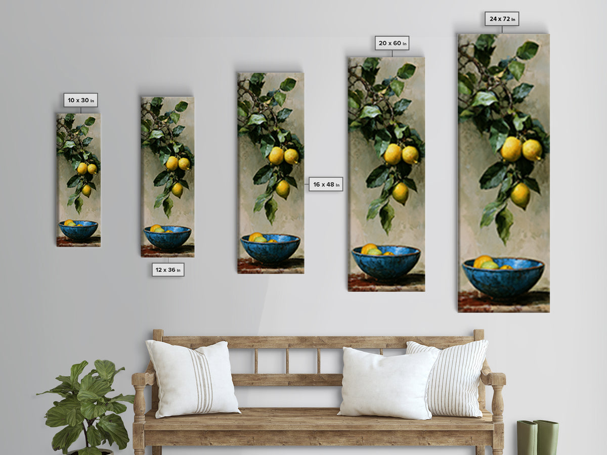 Italian Lemon Branch Canvas Print, Dining Room Art, Modern Decor, Dining Room Decor, Fine Art, Dining, Home Decor, Fall Decor, DRA-1x3-17