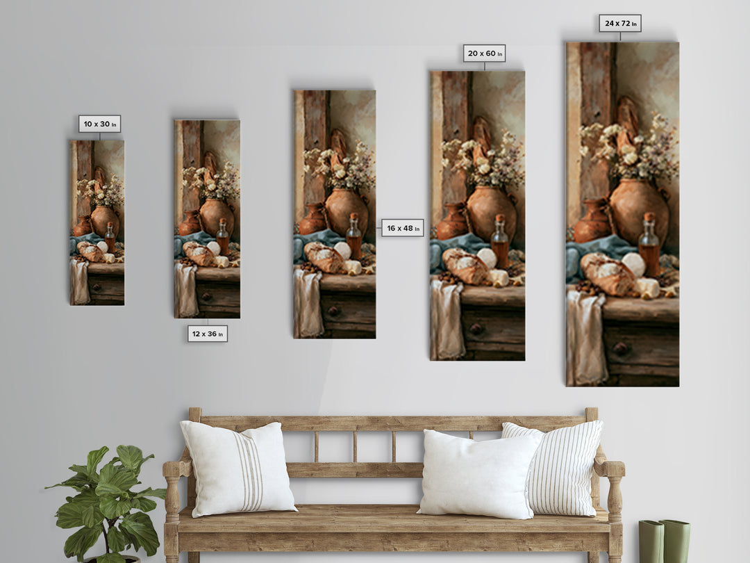 Rustic Bread Olives and Cheese Still Life Canvas Print, Dining Room Art, Set of 3 Prints, Dining Room Decor, Fine Art, Dining, DRA-1x3-18