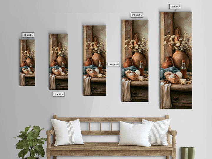 Rustic Bread Olives and Cheese Still Life Canvas Print, Dining Room Art, Set of 3 Prints, Dining Room Decor, Fine Art, Dining, DRA-1x3-18