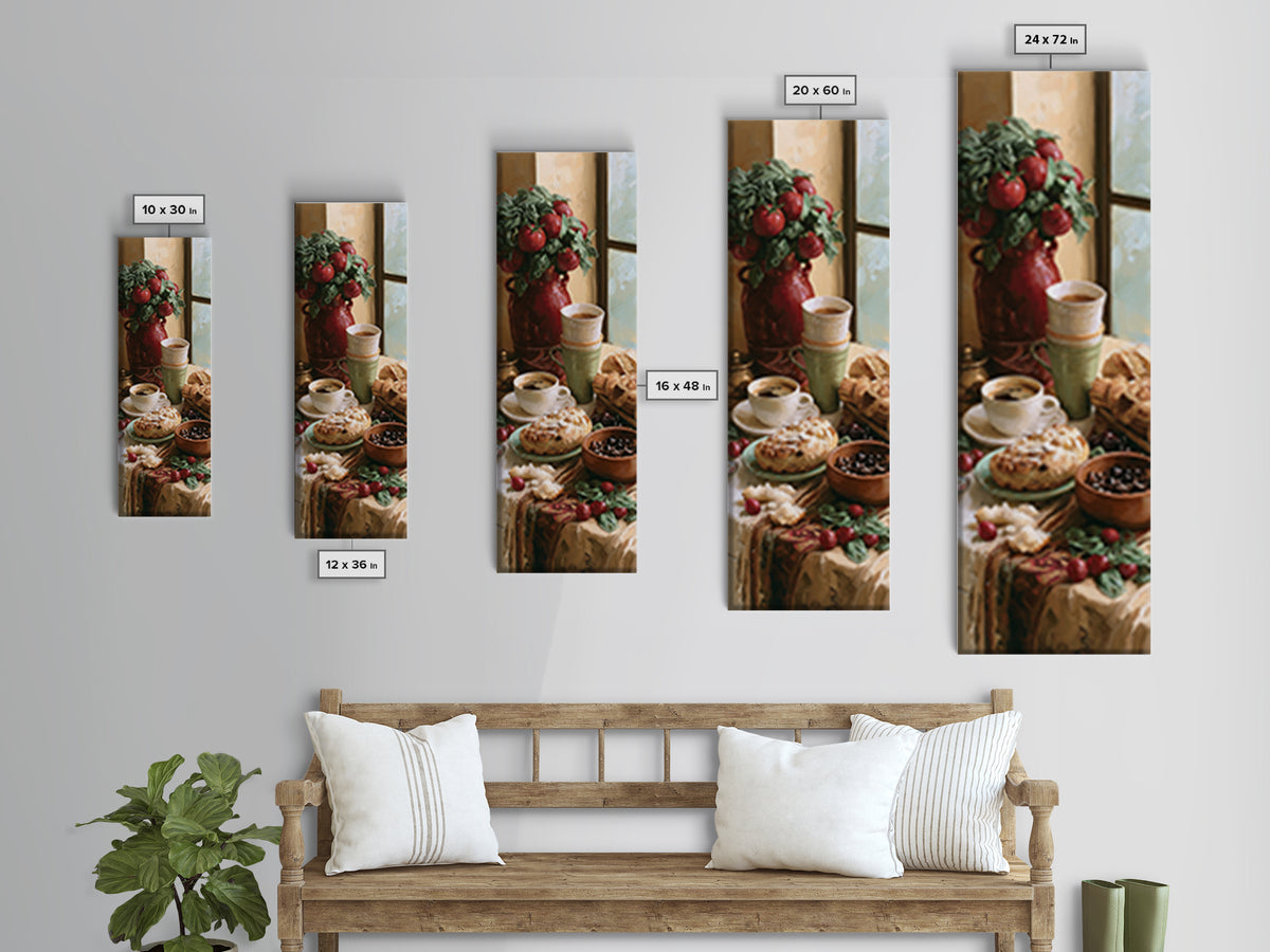 Coffee and Pastry Scene for Breakfast Nook Canvas Print, Dining Room Art, Modern Wall Art, Dining Room Decor, Fine Art, Dining, DRA-1x3-2