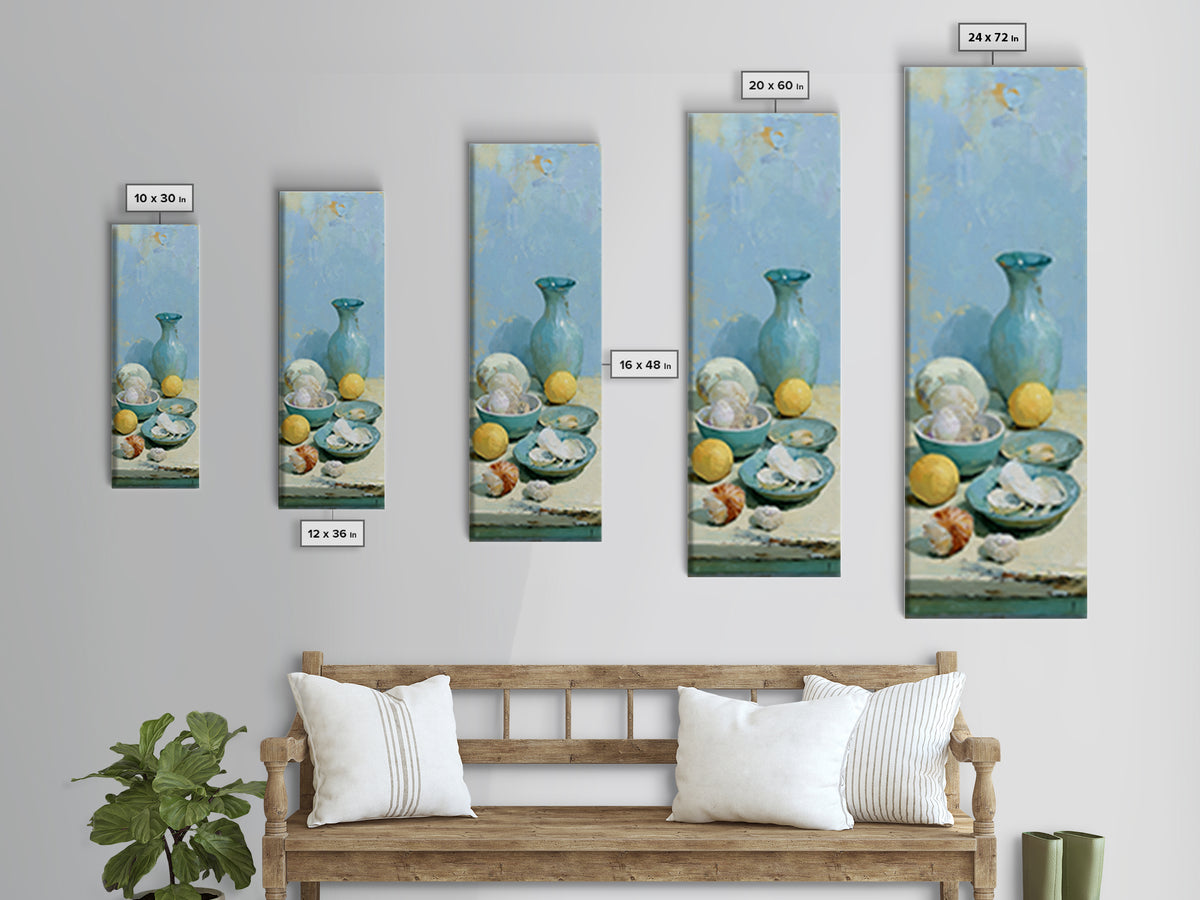 Shellfish and Lemon Still Life Canvas Print, Dining Room Art, Wall Decor, Dining Room Decor, Fine Art, Dining, Contemporary Art, DRA-1x3-28