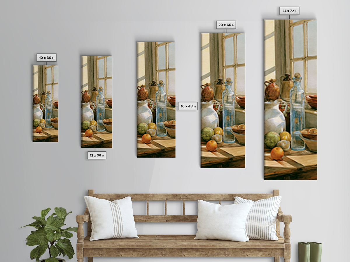 Sunlit Farmhouse Table Objects Without Room View Canvas Print, Dining Room Art, Coastal Decor, Dining Room Decor, Dining, DRA-1x3-29