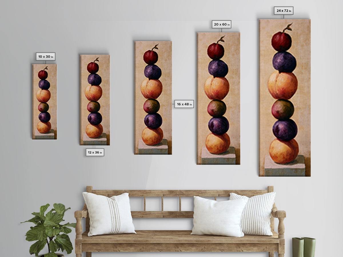 Peach and Plum Still Life Canvas Print, Dining Room Art, Neutral Decor, Dining Room Decor, Fine Art, Dining, Wall Art, DRA-1x3-32