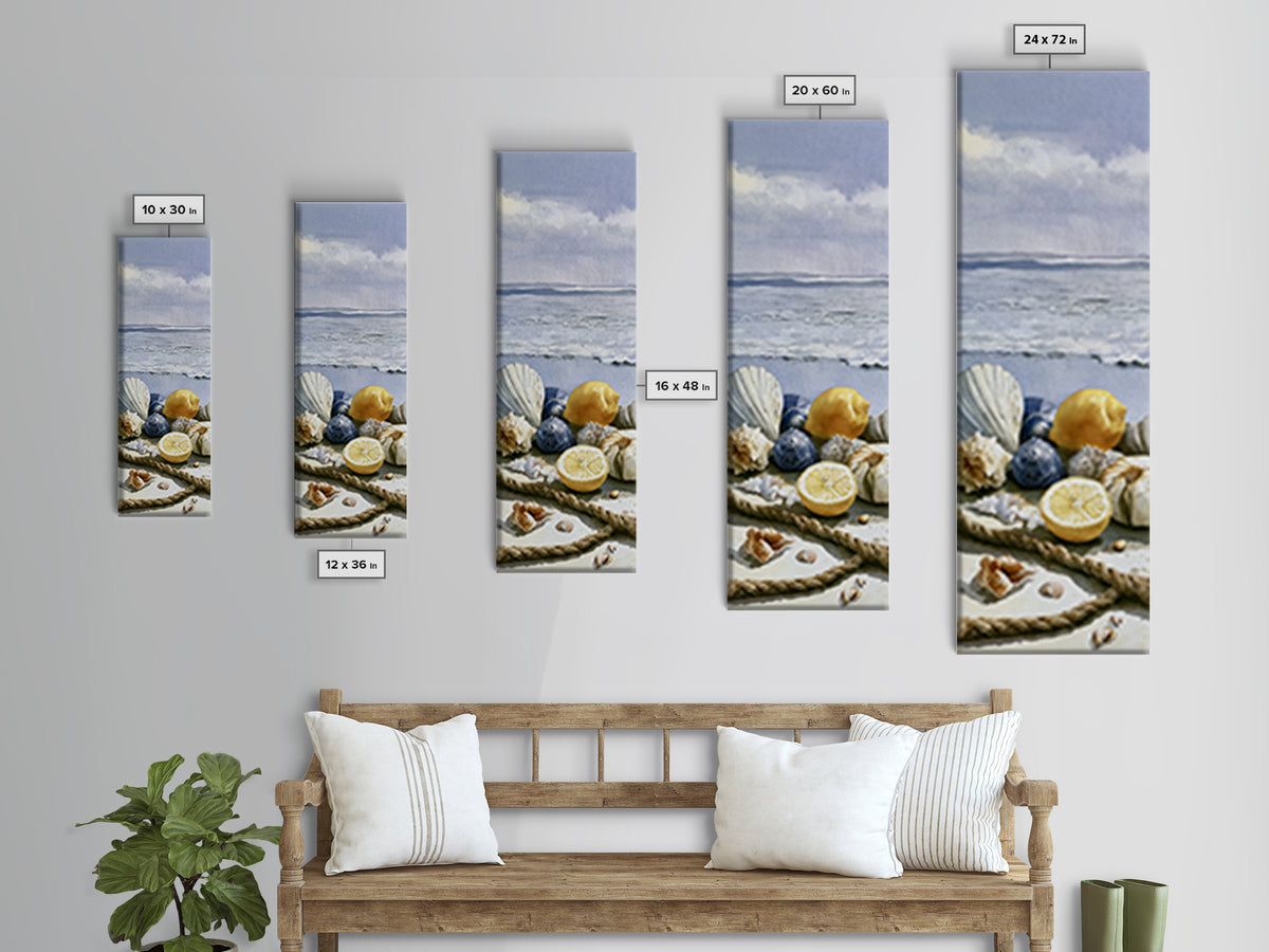 Shellfish and Lemon Still Life Framed Canvas Print, Dining Room Art, Coastal Decor, Dining Room Decor, Fine Art, Dining, DRA-1x3-4
