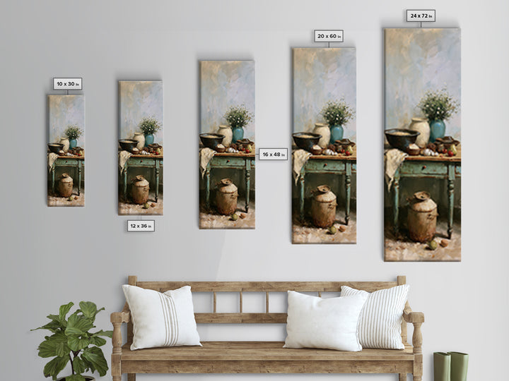 Sunlit Farmhouse Table Objects Without Room View Canvas Print, Dining Room Art, Coastal Decor, Dining Room Decor, Dining, DRA-1x3-53
