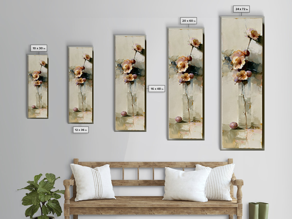 Peach and Plum Still Life Canvas Print, Dining Room Art, Contemporary Art, Dining Room Decor, Fine Art, Dining, Digital Print, DRA-1x3-56