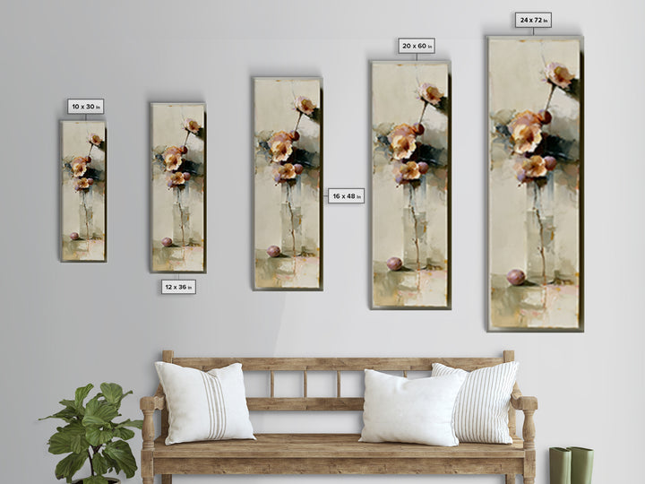 Peach and Plum Still Life Canvas Print, Dining Room Art, Contemporary Art, Dining Room Decor, Fine Art, Dining, Digital Print, DRA-1x3-56