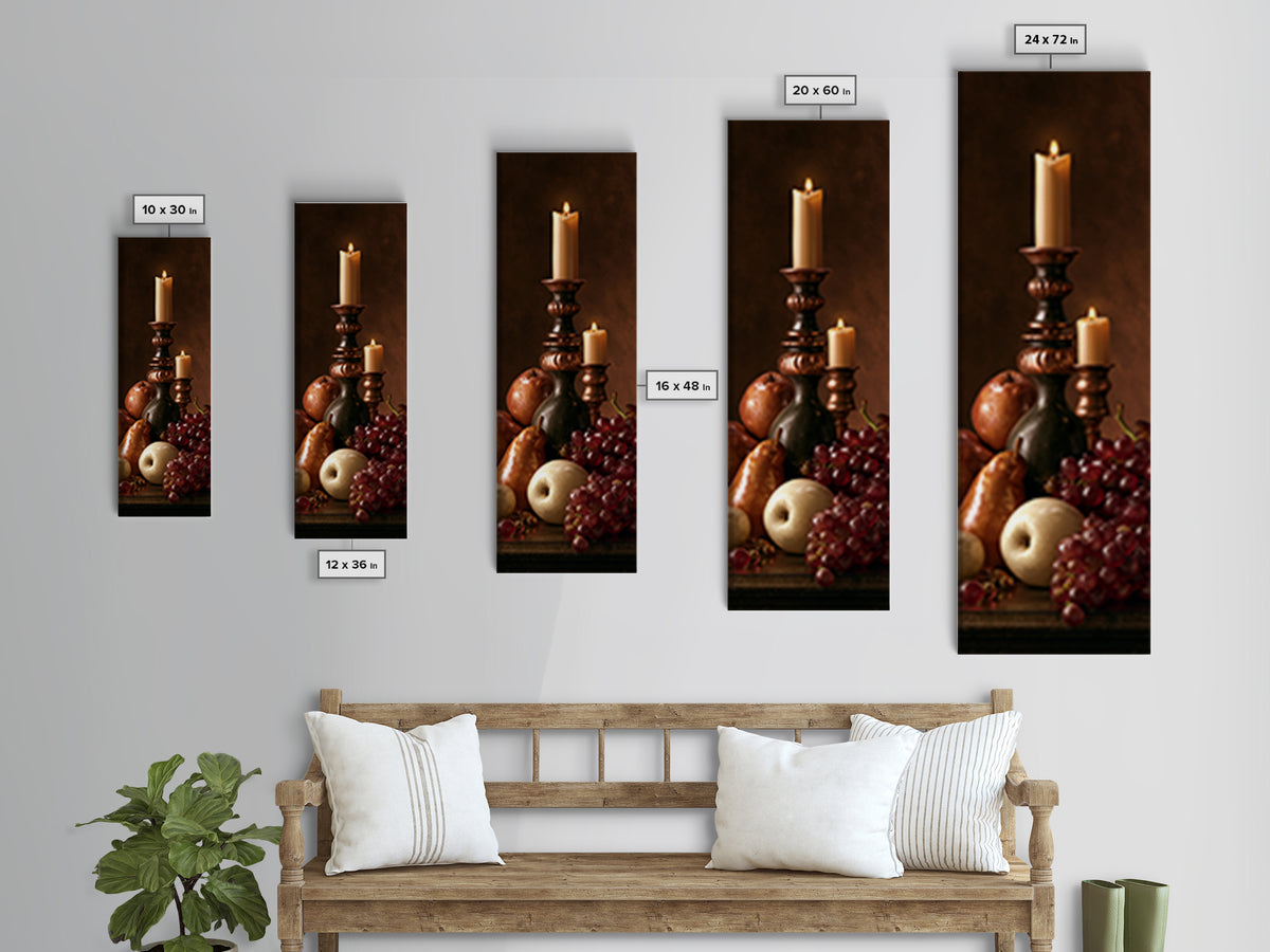 Classical Fruit Still Life Framed Canvas Print, Dining Room Art, Modern Decor, Dining Room Decor, Fine Art, Dining, Home Decor, DRA-1x3-61