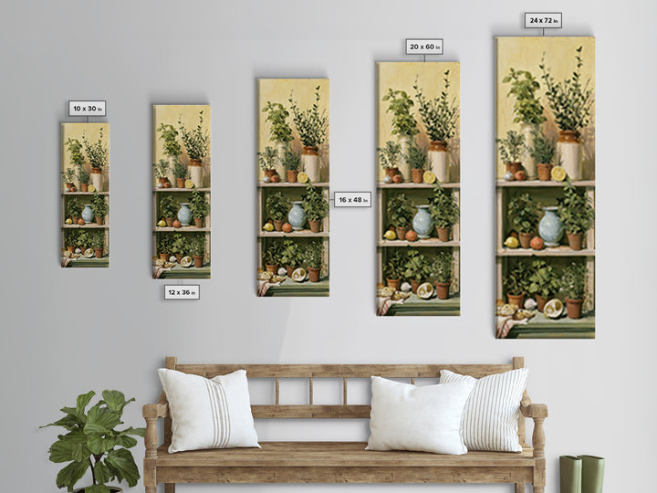 Modern Kitchen Herbs Framed Canvas Print, Dining Room Art, Dining Room Wall Art, Dining Room Decor, Oil Painting, Dining, DRA-1x3-69
