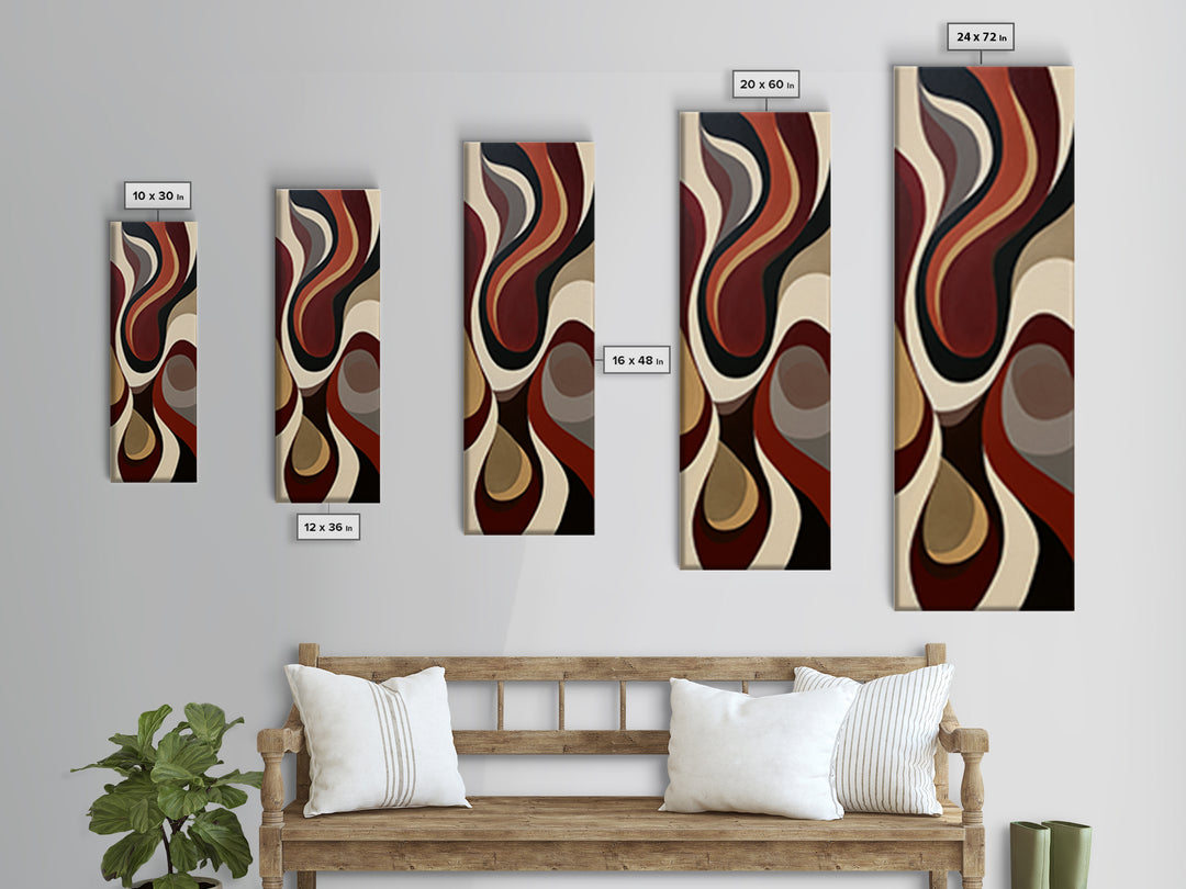 Abstract Red Wine Swirl Canvas Print, Dining Room Art, Coastal Wall Art, Dining Room Decor, Abstract Art, Dining, DRA-1x3-78