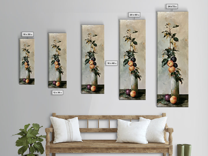 Peach and Plum Still Life Framed Canvas Print, Dining Room Art, Kitchen Prints, Dining Room Decor, Fine Art, Dining, Art Print, DRA-1x3-8