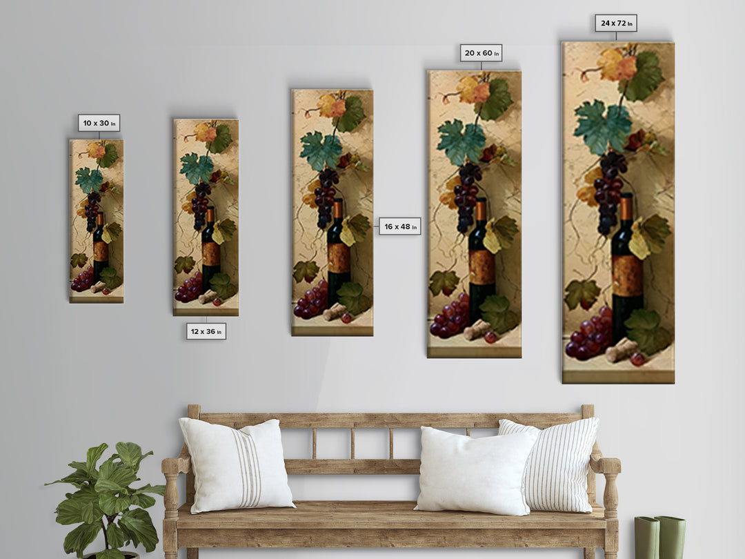 Botanical Grapevine with Leaves and Fruit Canvas Print, Dining Room Art, Large Wall Art, Dining Room Decor, Fine Art, Dining, DRA-1x3-81