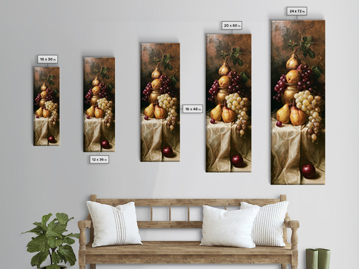 Classical Fruit Still Life Canvas Print, Dining Room Art, Art Print, Dining Room Decor, Fine Art, Dining, Abstract Art, DRA-1x3-85