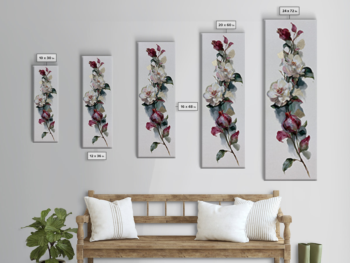Pomegranate and Gold Leaf Botanical Study Framed Canvas Print, Dining Room Art, Canvas Art, Dining Room Decor, Fine Art, Dining, DRA-1x3-92
