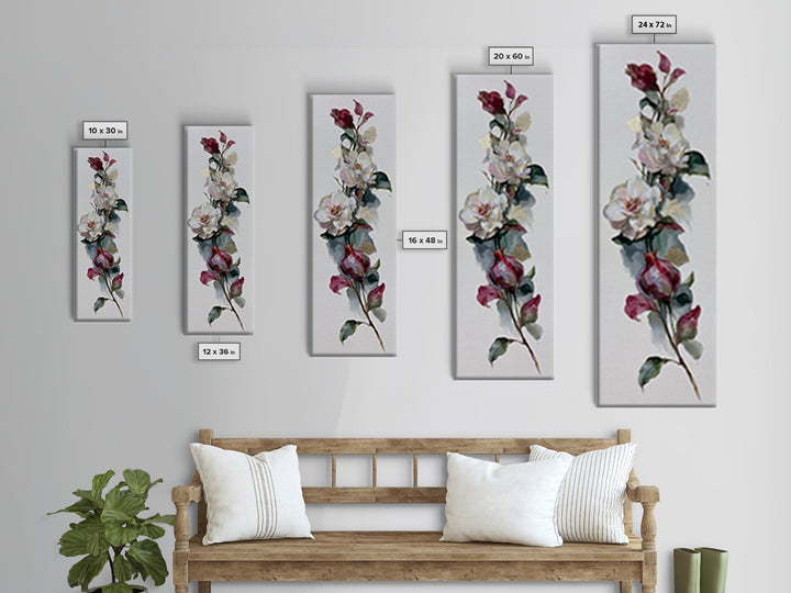 Pomegranate and Gold Leaf Botanical Study Framed Canvas Print, Dining Room Art, Canvas Art, Dining Room Decor, Fine Art, Dining, DRA-1x3-92