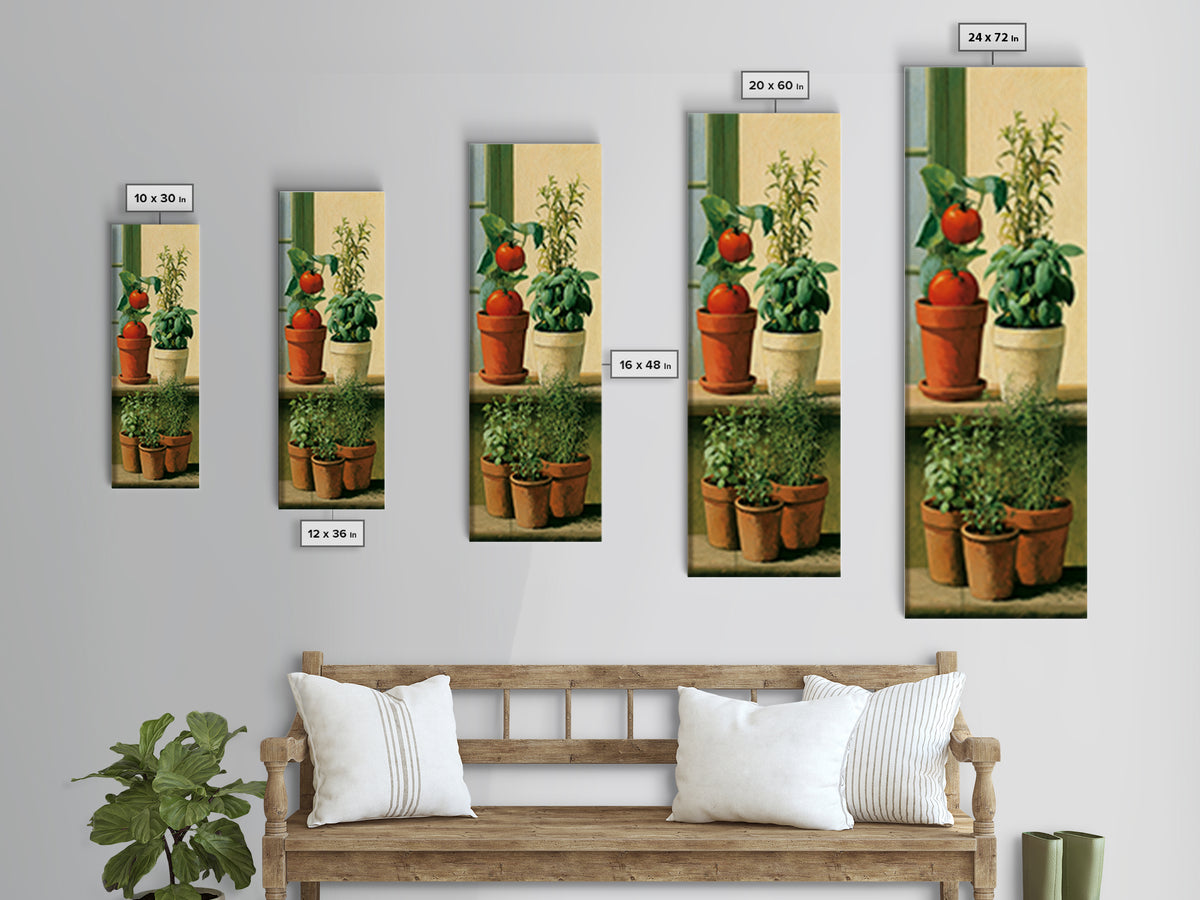Modern Kitchen Herbs Canvas Print, Dining Room Art, Statement Artwork, Dining Room Decor, Fine Art, Dining, Printable Wall Art, DRA-1x3-93