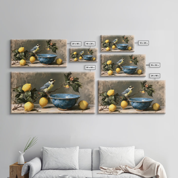 Italian Lemon Branch Framed Canvas Print, Dining Room Art, Art Print, Dining Room Decor, Oil Painting, Dining, Abstract Art, DRA-2x1-1
