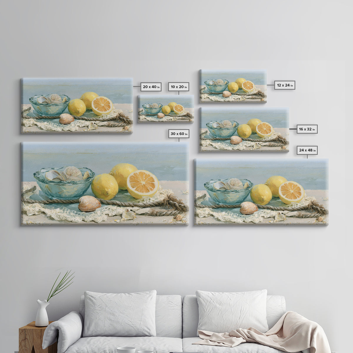 Shellfish and Lemon Still Life Framed Canvas Print, Dining Room Art, Luxury Decor, Dining Room Decor, Fine Art, Dining, DRA-2x1-12