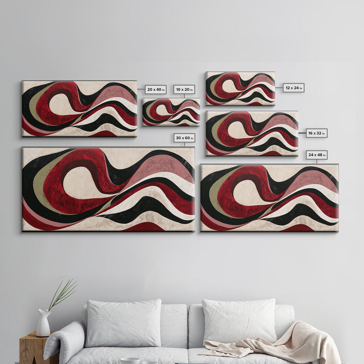 Abstract Red Wine Swirl Framed Canvas Print, Dining Room Art, Dining Room Wall Art, Dining Room Decor, Abstract Art, Dining, DRA-2x1-14