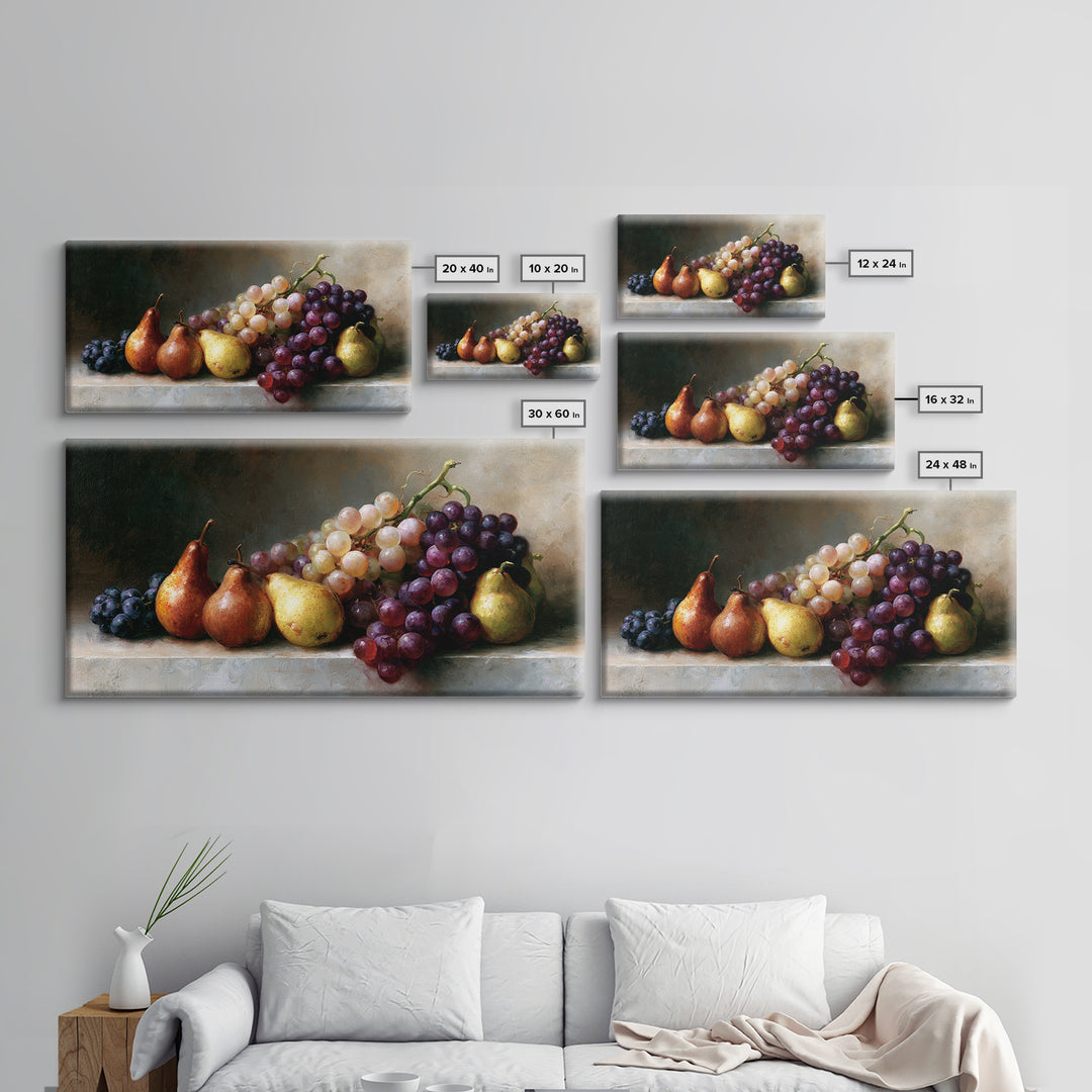 Classical Fruit Still Life Canvas Print, Dining Room Art, Luxury Decor, Dining Room Decor, Oil Painting, Dining, DRA-2x1-21