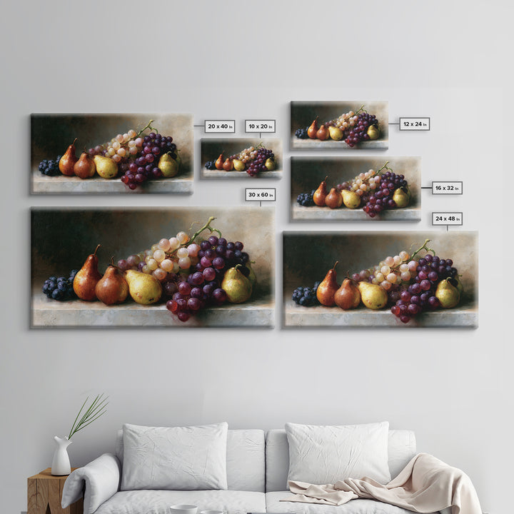 Classical Fruit Still Life Canvas Print, Dining Room Art, Luxury Decor, Dining Room Decor, Oil Painting, Dining, DRA-2x1-21