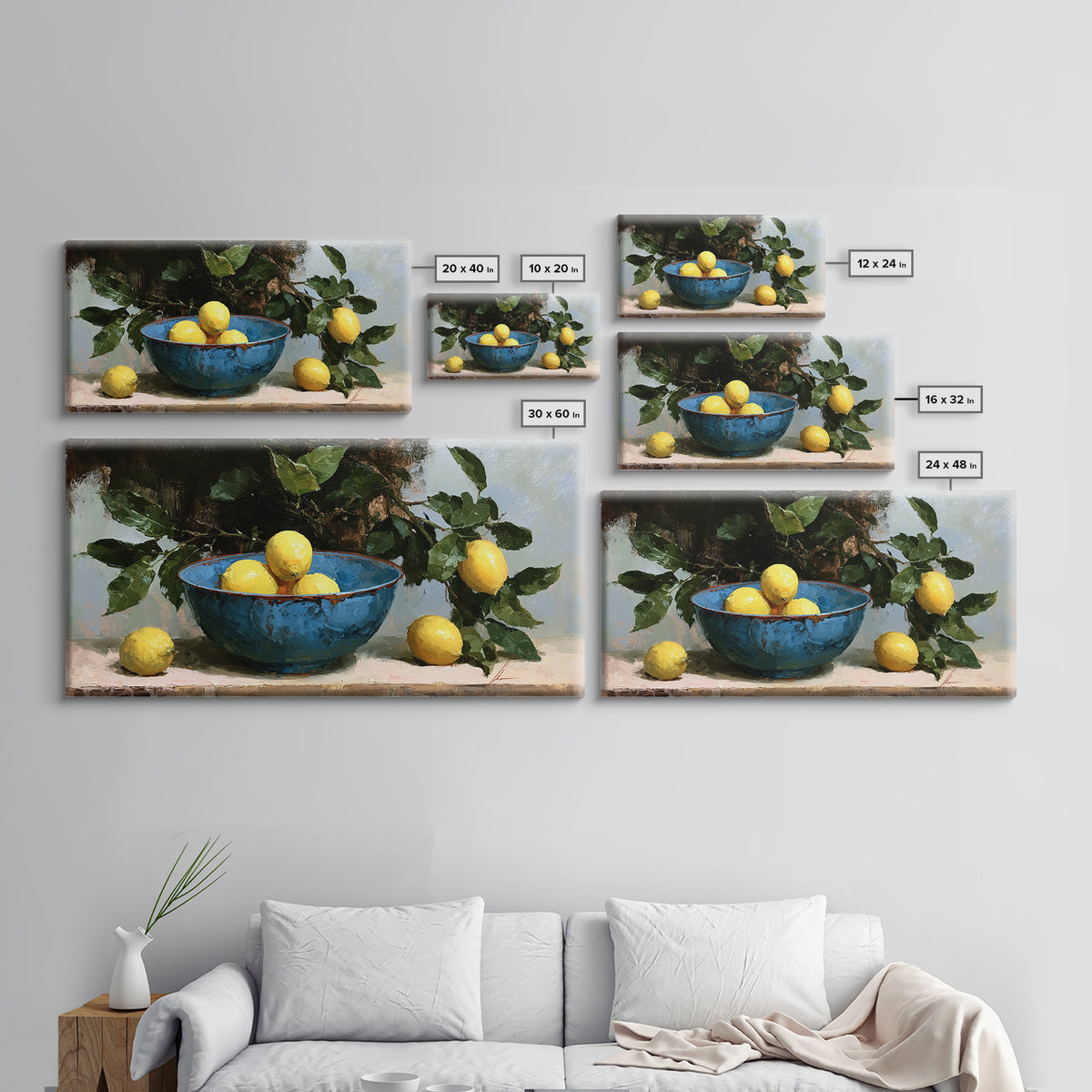 Italian Lemon Branch Framed Canvas Print, Dining Room Art, Art Print, Dining Room Decor, Oil Painting, Dining, Abstract Art, DRA-2x1-25