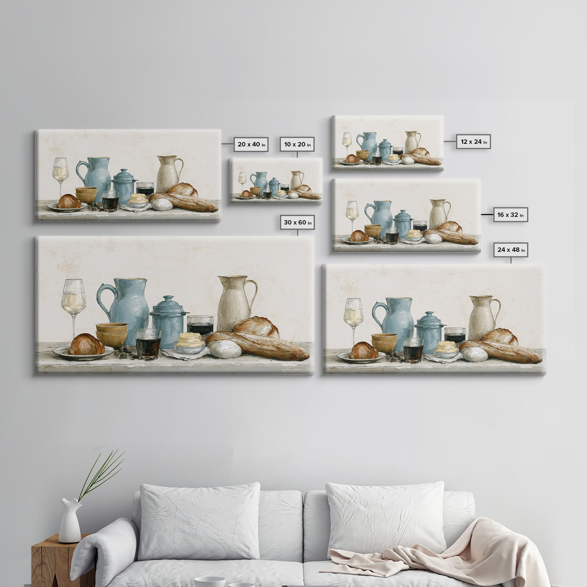 French Bistro Food Illustration Without Text Framed Canvas Print, Dining Room Art, Modern Decor, Dining Room Decor, Dining, DRA-2x1-30