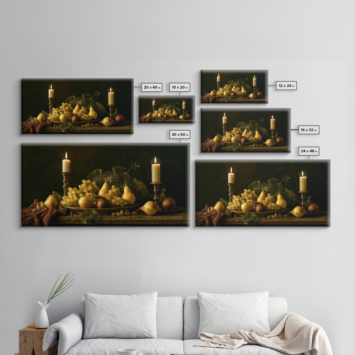 Classical Fruit Still Life Framed Canvas Print, Dining Room Art, Contemporary Art, Dining Room Decor, Fine Art, Dining, DRA-2x1-45