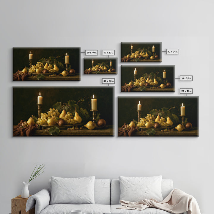 Classical Fruit Still Life Framed Canvas Print, Dining Room Art, Contemporary Art, Dining Room Decor, Fine Art, Dining, DRA-2x1-45