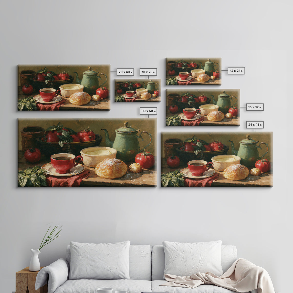 Coffee and Pastry Scene for Breakfast Nook Canvas Print, Dining Room Art, Room Decor, Dining Room Decor, Fine Art, Dining, DRA-2x1-58