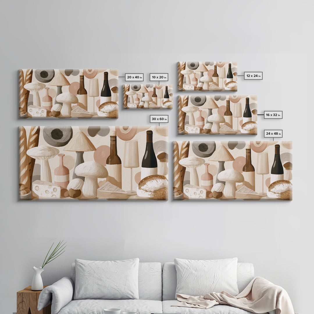 French Bistro Food Illustration Without Text Framed Canvas Print, Dining Room Art, Modern Decor, Dining Room Decor, Dining, DRA-2x1-6