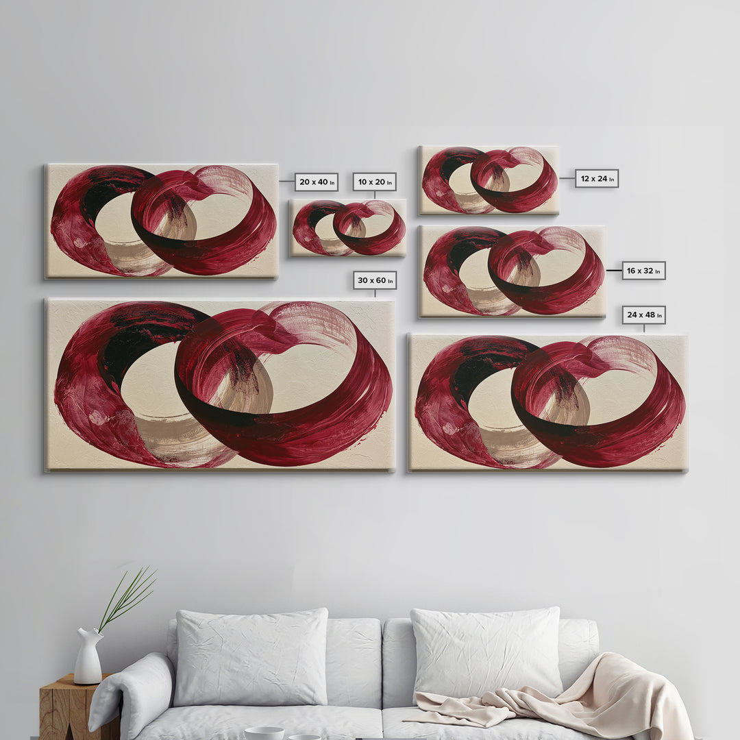 Abstract Red Wine Swirl Canvas Print, Dining Room Art, Statement Artwork, Dining Room Decor, Abstract Art, Dining, DRA-2x1-62