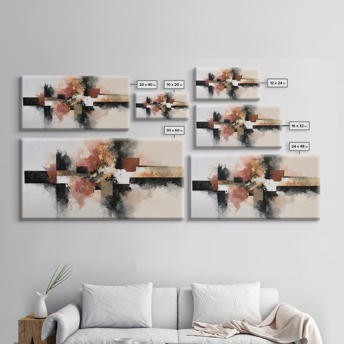 Abstract Composition in Appetite Friendly Warm Tones Canvas Print, Dining Room Art, Canvas Art, Dining Room Decor, Dining, DRA-2x1-72