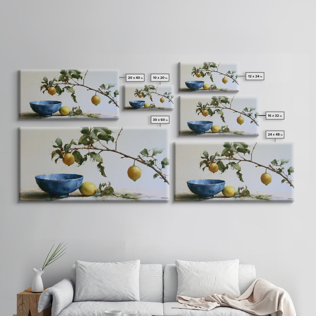 Italian Lemon Branch Canvas Print, Dining Room Art, Wall Art, Dining Room Decor, Watercolor Art, Dining, Printable Art, DRA-2x1-73