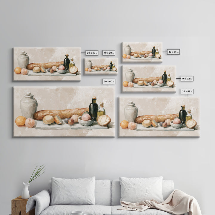 French Bistro Food Illustration Without Text Canvas Print, Dining Room Art, Art Print, Dining Room Decor, Fine Art, Dining, DRA-2x1-78